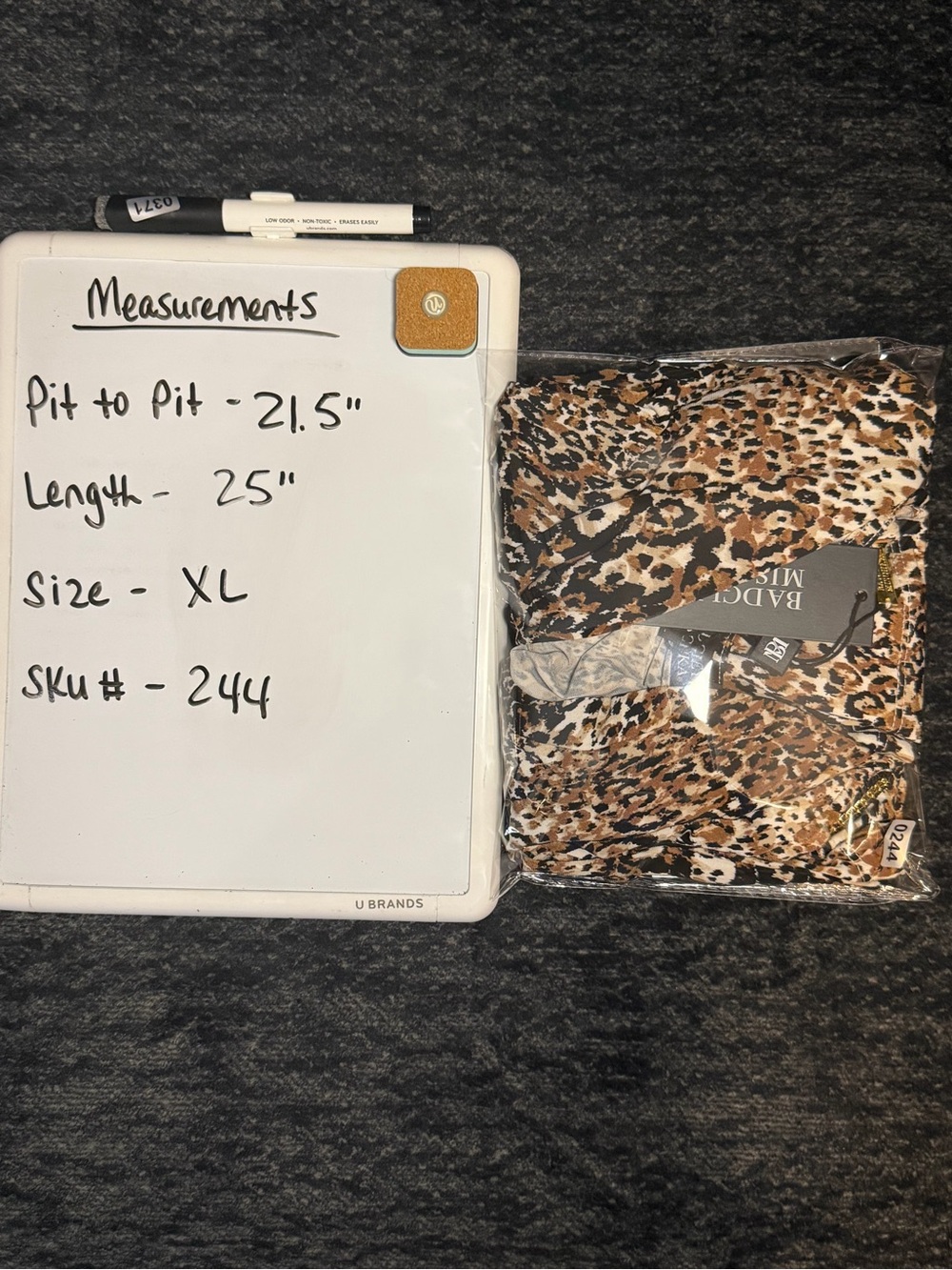 NWT Badgley Mischka XL Leopard Print Sleeveless Draped V-Neck Blouse Top - Picture 9 of 9